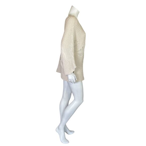 Zara | Women's Cream Knit Distressed Pullover Sweater | Size: L - Picture 3 of 5
